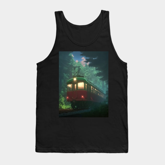 Old Japanese Train Tank Top by Trendy Tshirts